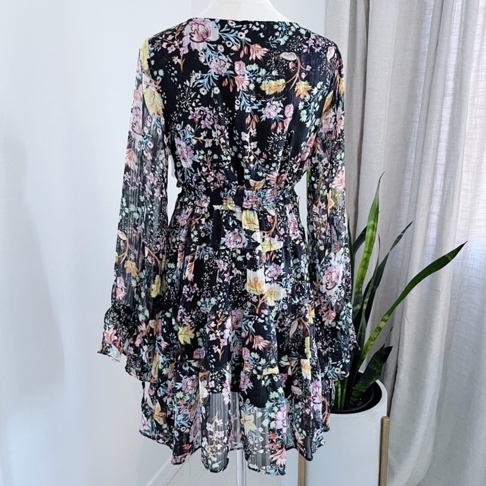 FREE PEOPLE Closer To The Heart Mini Black Floral Boho Dress XS - Picture 4 of 16